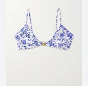 Caroline Contas masie floral bikini top in blue